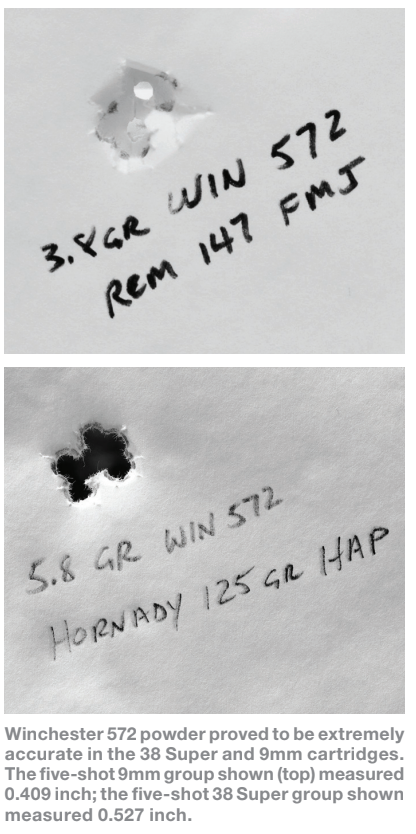 The W572 powder also proved to be very clean-shooting.