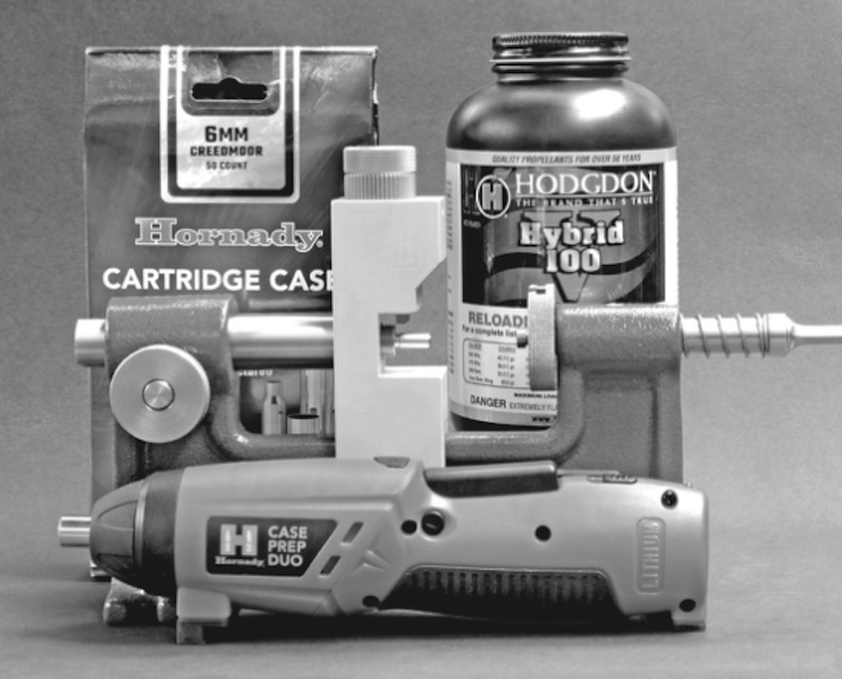 Because cartridge case concentricity is vital to long-range precision shooting, Layne used a Hornady Neck Turn tool powered by a rechargeable driver to uniform case neck wall thickness.