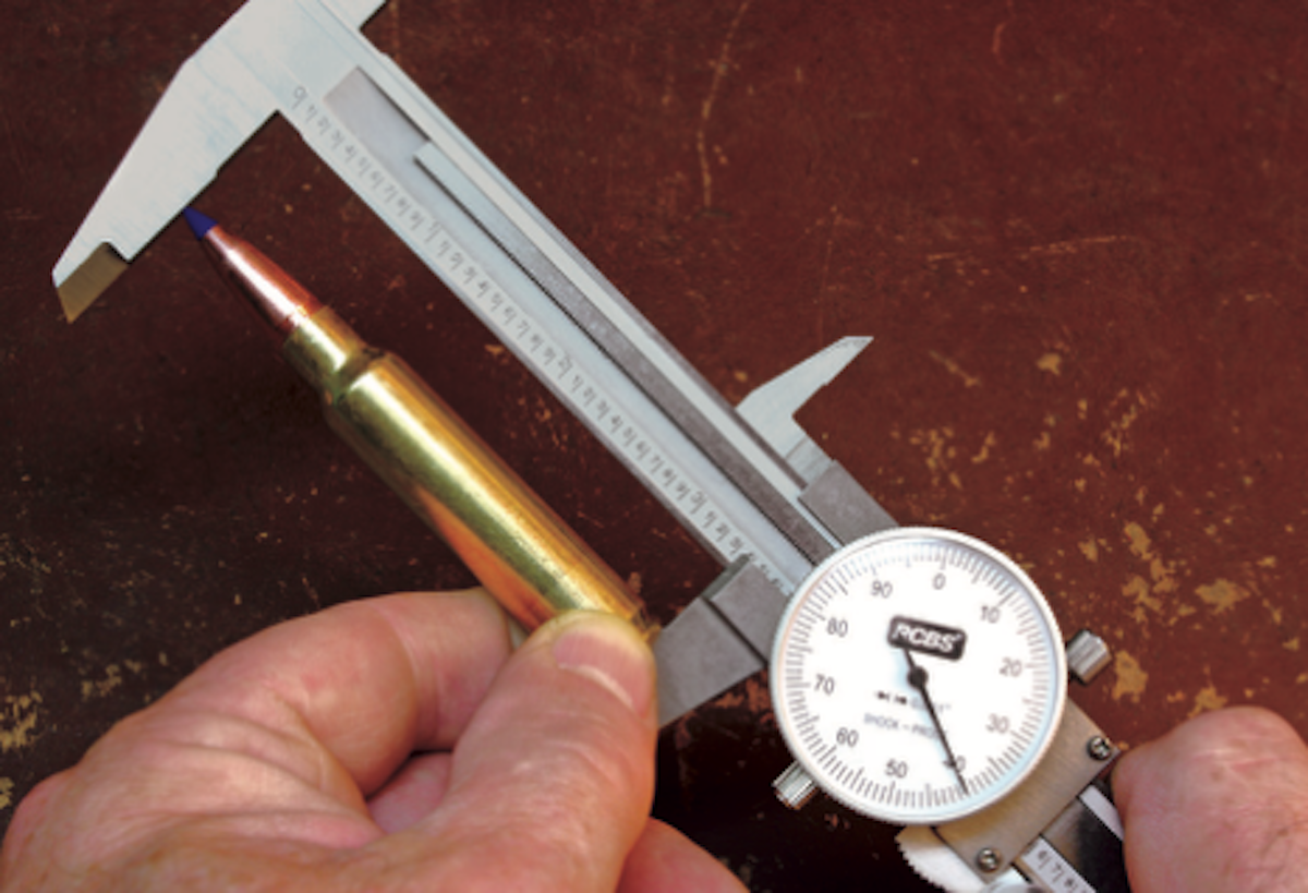 The author suggests keeping cartridge overall length to the S.A.A.M.I. listed length of 3.340 inches. The Redding micrometer adjustable Competition seating die (right) makes finding the correct seating depth straightforward.