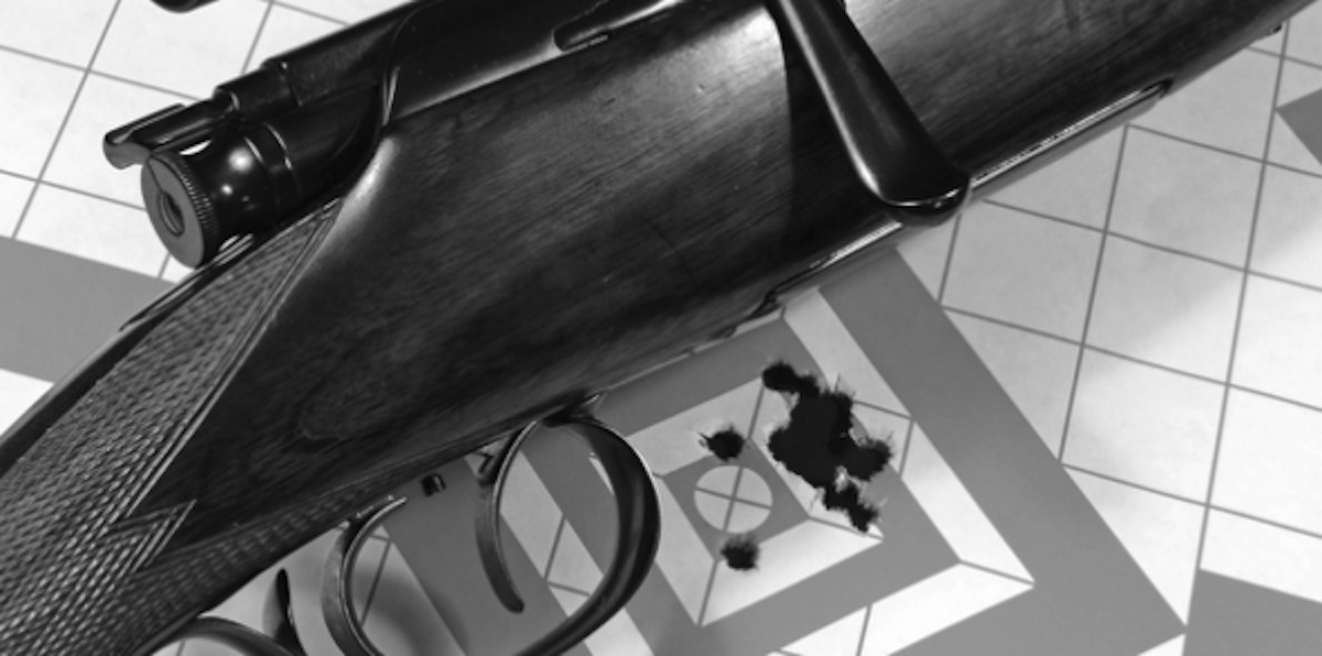 This 20-shot group was fired at 50 yards with the African model rifle.