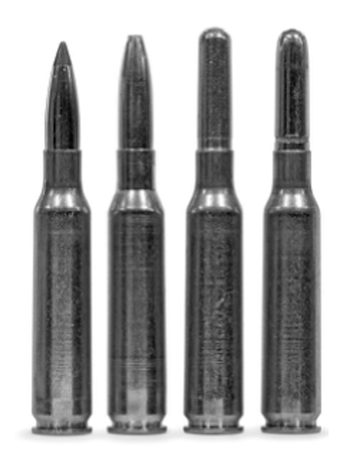 The test cartridges were loaded with Nosler 100-grain Ballistic Tip, Sierra 130-grain GameKing, Lapua 140-grain Naturalis, and Hornady 160-grain InterLock RN bullets.