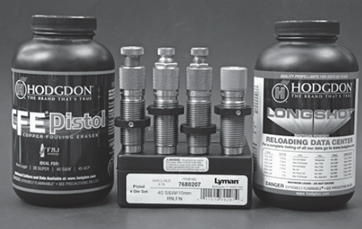 Several powders available from Hodgdon are excellent choices for 10mm Auto handloads, and Layne's favorites are CFE Pistol and Longshot.