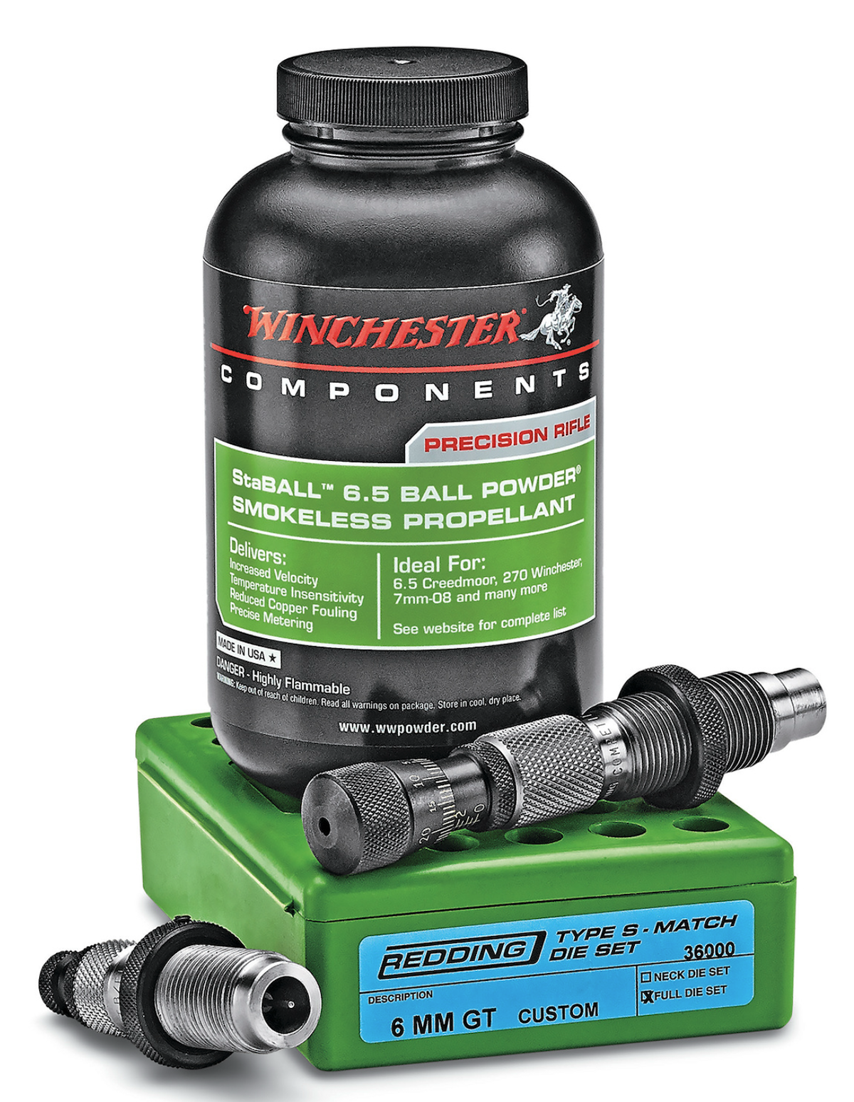 Winchester StaBALL 6.5 powder with reloading dies