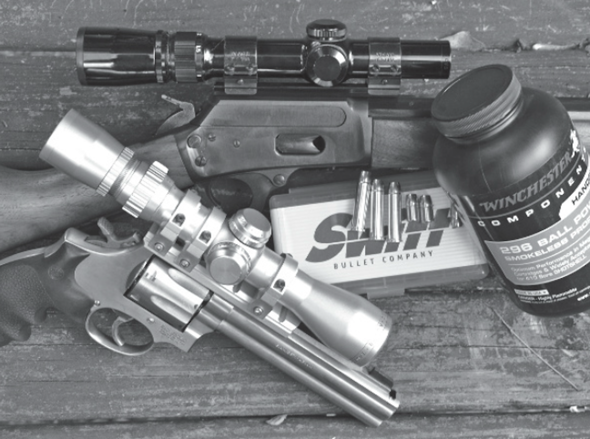 Lever-action rifle and revolver for 357 Magnum loads