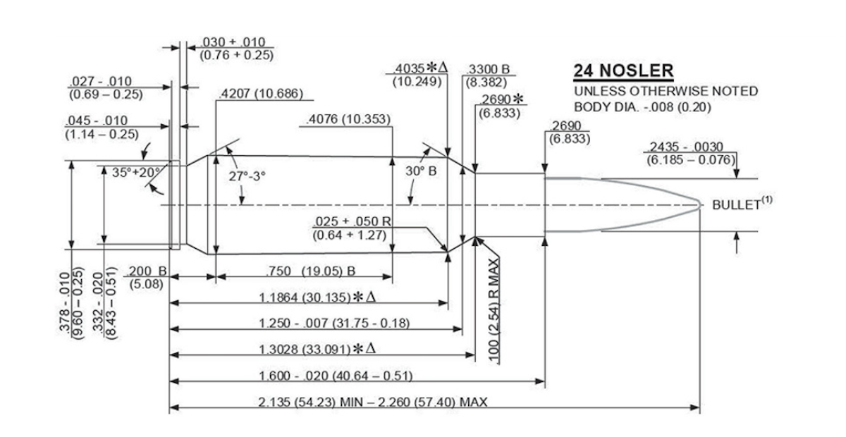 24 Nosler cartridge drawing