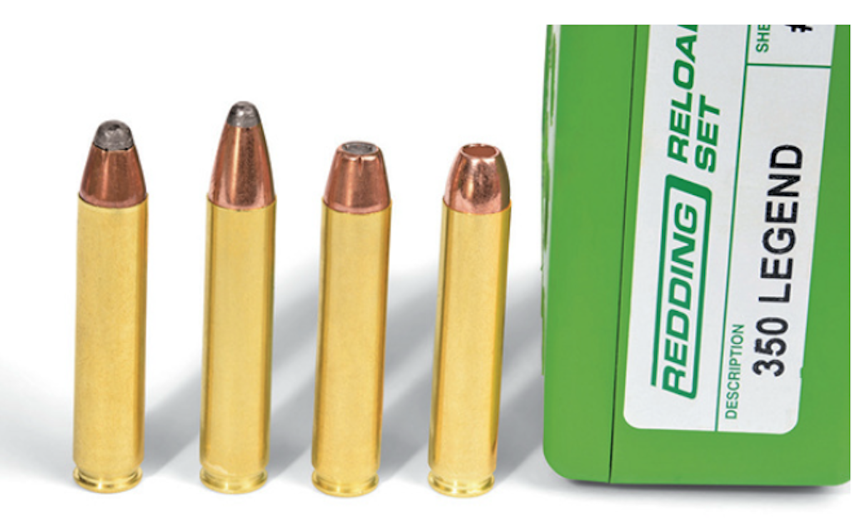 Four bullets used in 350 Legend handloads