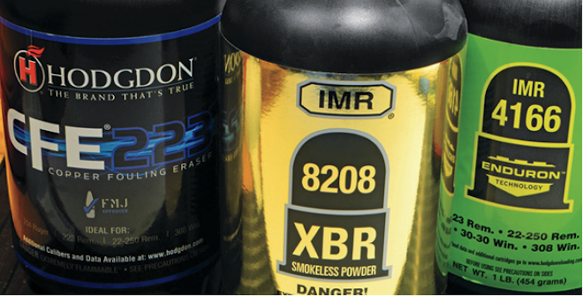 Hodgdon CFE 223, IMR 8208 XBR, and IMR 4166 powders